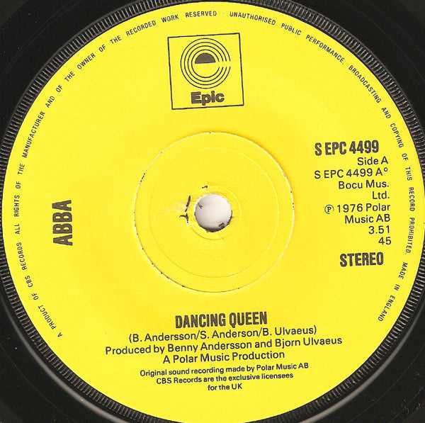 ABBA - Dancing Queen (7", Single, Yel)