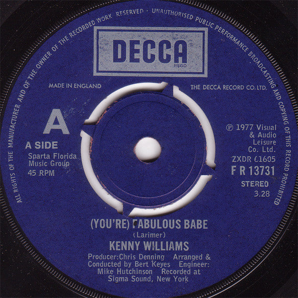 Kenny Williams* - (You're) Fabulous Babe (7", Single)
