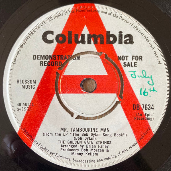 The Golden Gate Strings - Mr. Tambourine Man (7", Promo)