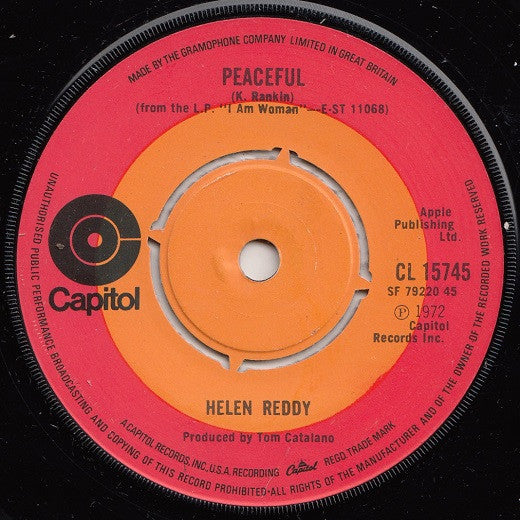 Helen Reddy - Peaceful (7", Single)
