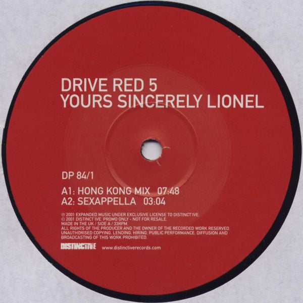 Drive Red 5 - Yours Sincerely Lionel (12")