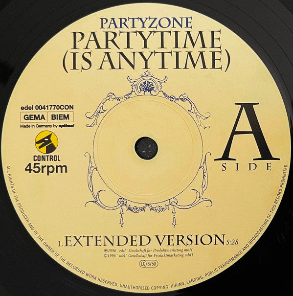 Partyzone - Partytime (Is Anytime) (12")