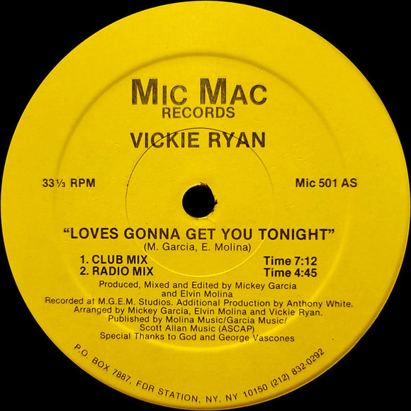 Vickie Ryan* - Loves Gonna Get You Tonight (12