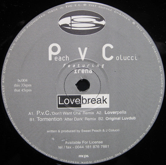 Peach V Colucci* Featuring Irena (3) - Lovebreak (12