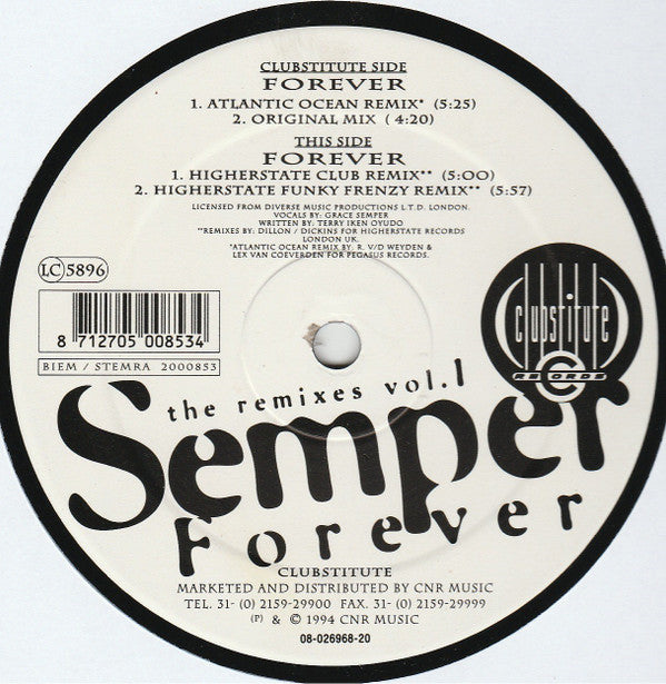 Semper - Forever (The Remixes Vol. 1) (12")