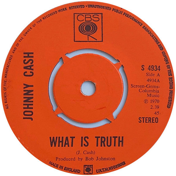 Johnny Cash - What Is Truth (7", Single, Fou)