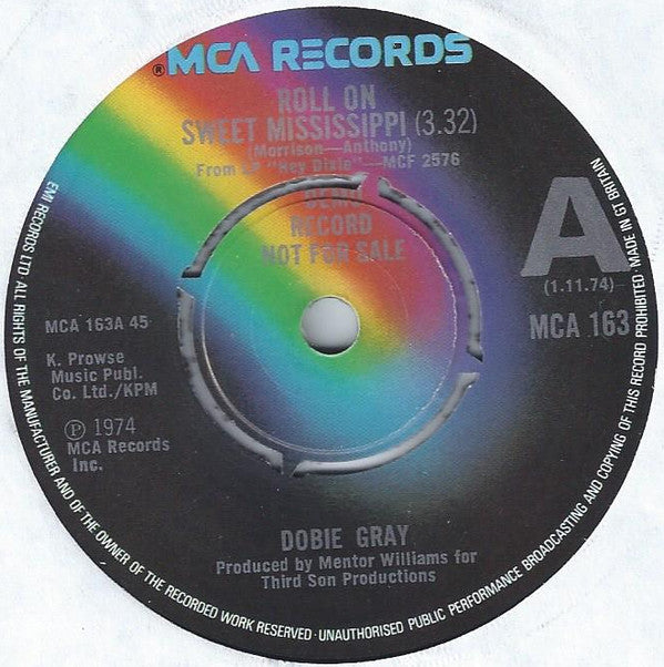 Dobie Gray - Roll On Sweet Mississippi (7", Single, Promo)