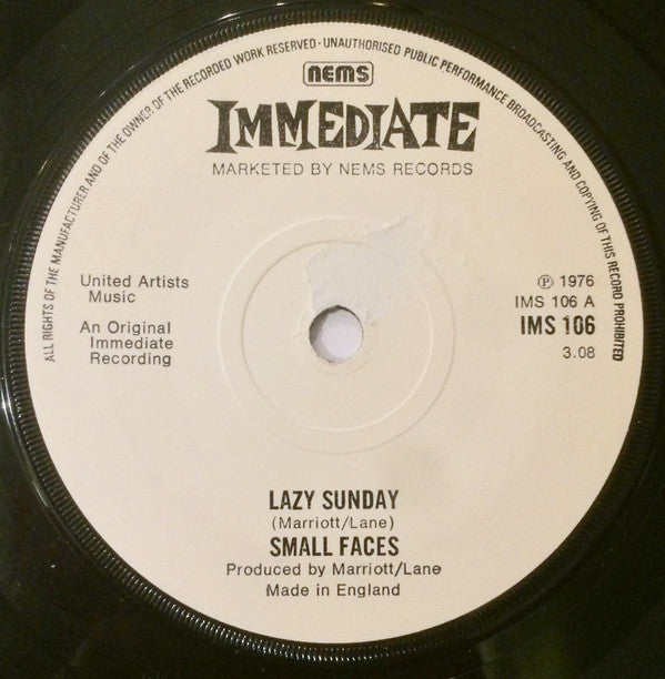 Small Faces - Lazy Sunday (7", Single, RE, Sol)