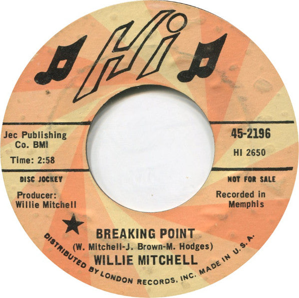 Willie Mitchell - Breaking Point / Roadhouse (7", Single, Promo)