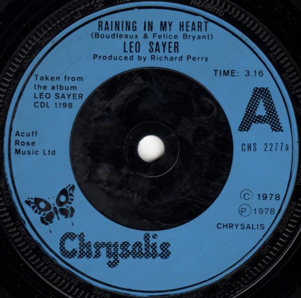 Leo Sayer - Raining In My Heart (7", Blu)