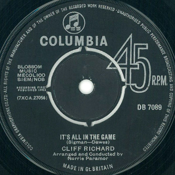 Cliff Richard - It's All In The Game (7", Single)