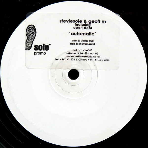 Steviesole & Geoff M* Featuring Open Door - Automatic (12", Promo, W/Lbl, Sti)