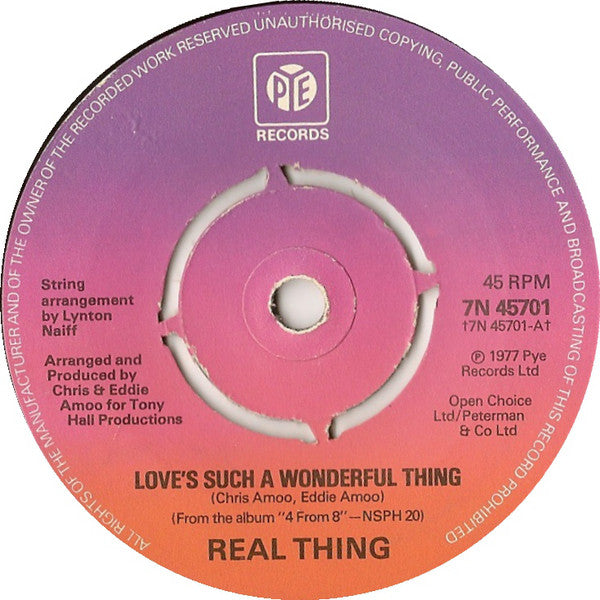 Real Thing* - Love's Such A Wonderful Thing (7", Single, Pus)
