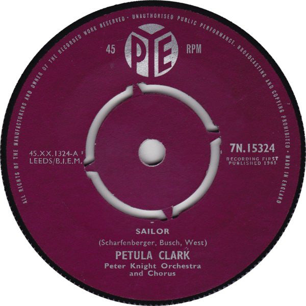 Petula Clark - Sailor (7", Single)