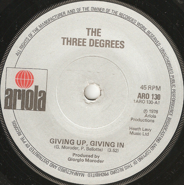 The Three Degrees - Giving Up, Giving In (7", Single)