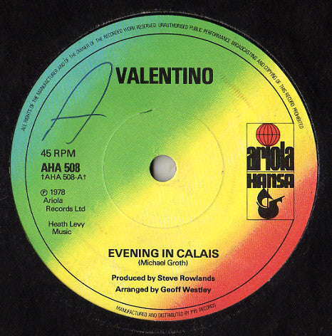 Valentino (18) - Evening In Calais (7")