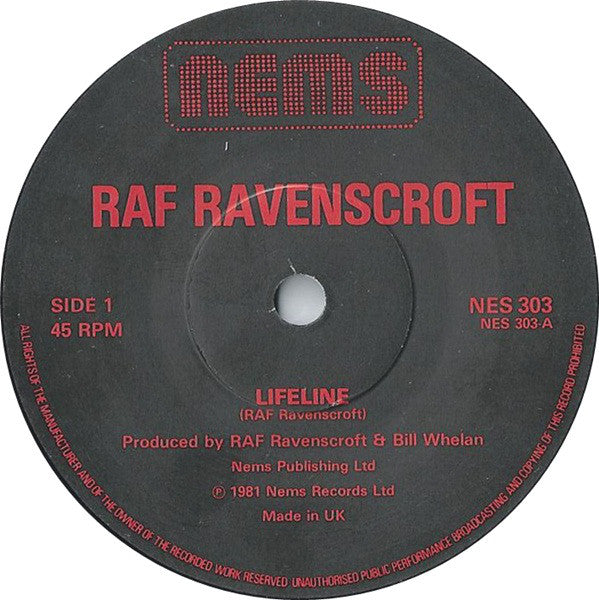 Raf Ravenscroft* - Lifeline (7", Single)