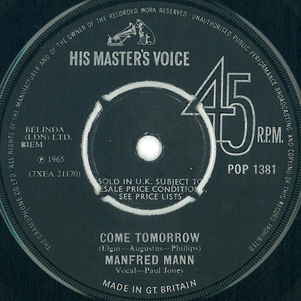 Manfred Mann - Come Tomorrow (7", Single)