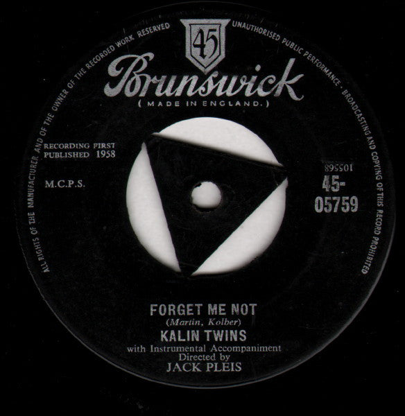 Kalin Twins - Forget Me Not (7", Single, Tri)
