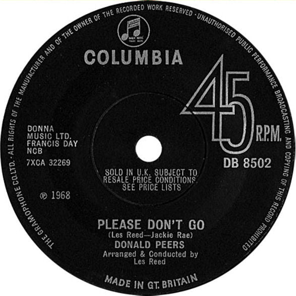 Donald Peers - Please Don't Go (7", Single, Sol)