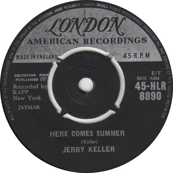 Jerry Keller - Here Comes Summer (7", Single, 4 P)
