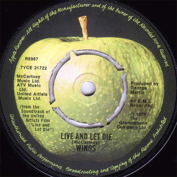 Wings (2) - Live And Let Die (7", Single, Kno)
