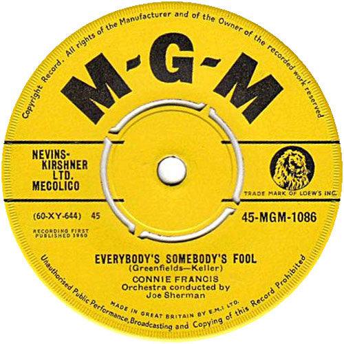 Connie Francis - Everybody's Somebody's Fool (7")