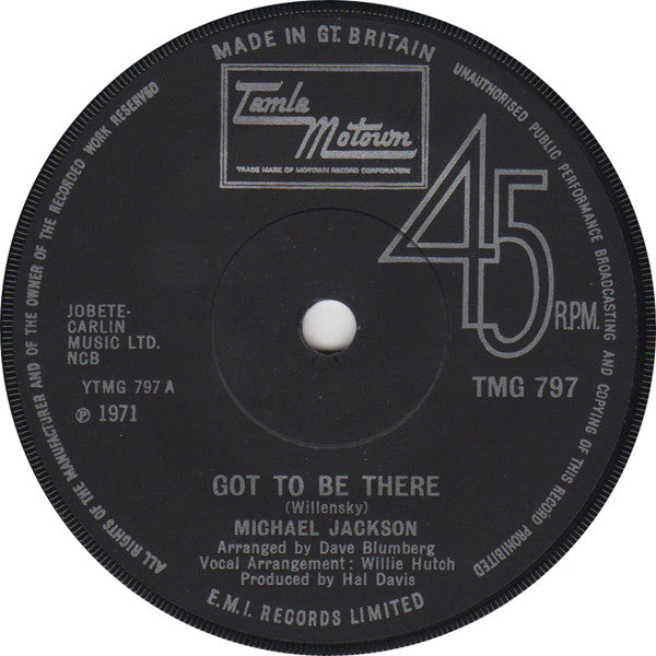 Michael Jackson - Got To Be There (7", Single, Sol)