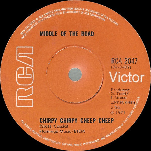 Middle Of The Road - Chirpy Chirpy Cheep Cheep (7", Single, Sol)