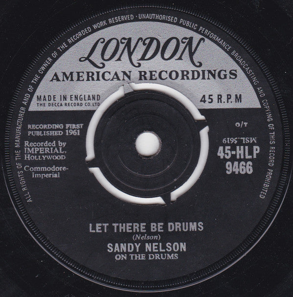 Sandy Nelson - Let There Be Drums (7", Single, 1st)