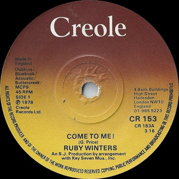 Ruby Winters - Come To Me! (7", Single)