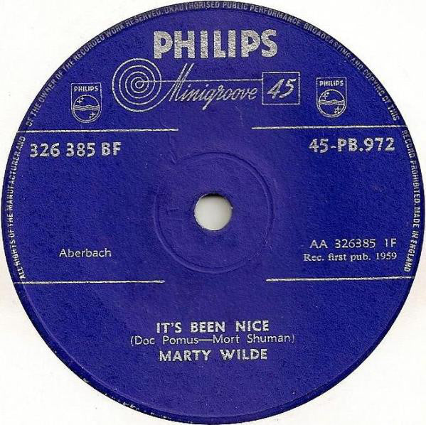 Marty Wilde - It's Been Nice / Bad Boy (7")