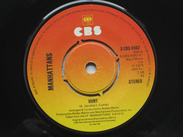 Manhattans - Hurt (7", Single, Pus)
