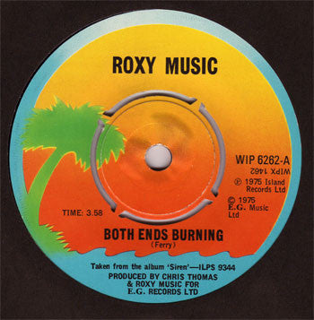 Roxy Music - Both Ends Burning (7", Single, Kno)