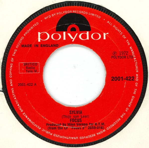 Focus (2) - Sylvia (7", Single, Lar)