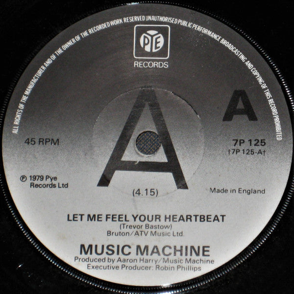 Music Machine (3) - Let Me Feel Your Heartbeat (7", Single, Promo)