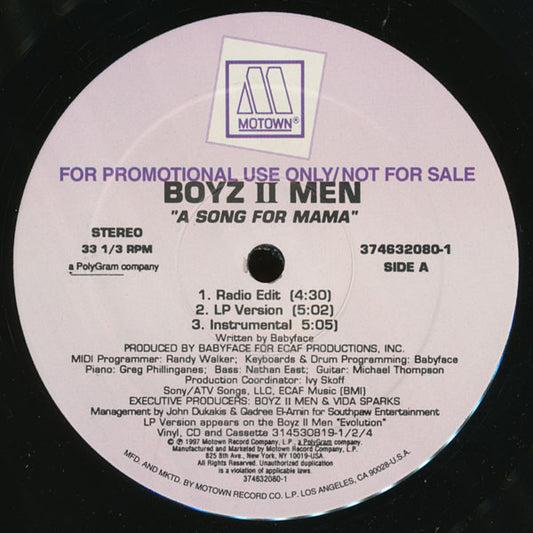 Boyz II Men - A Song For Mama (12", Promo)