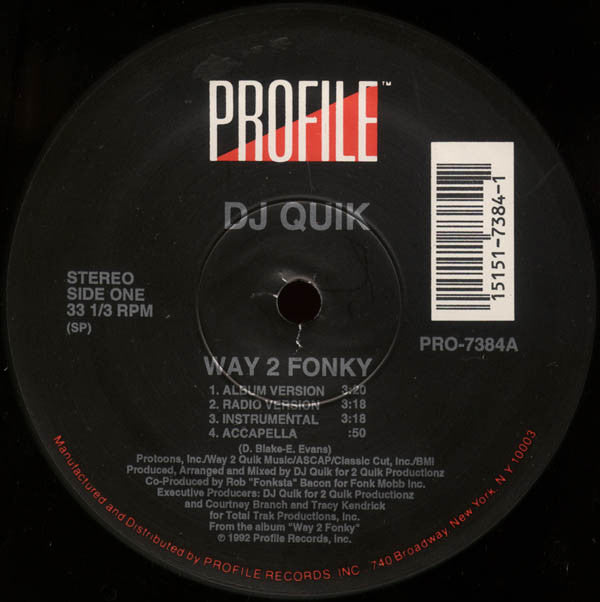 DJ Quik - Way 2 Fonky / Mo Pussy (12", Single)