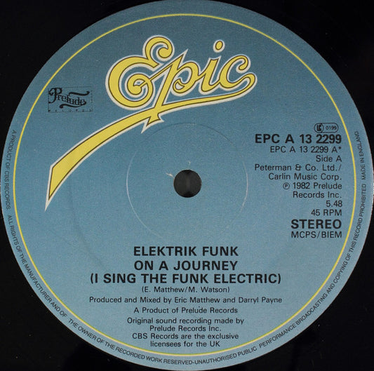 Elektrik Funk - On A Journey (I Sing The Funk Electric) (12", Single)