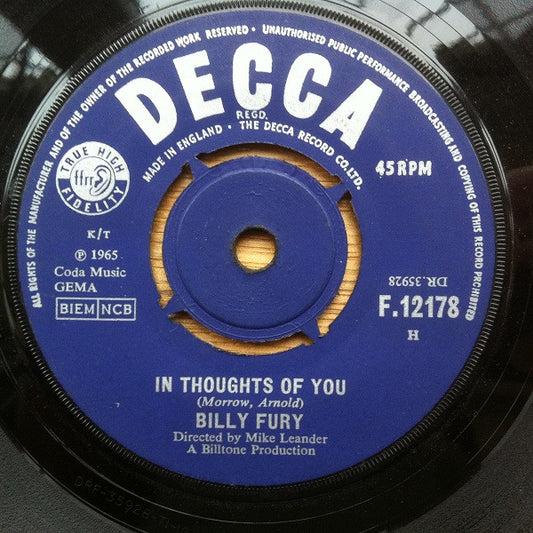 Billy Fury - In Thoughts Of You (7", Single)