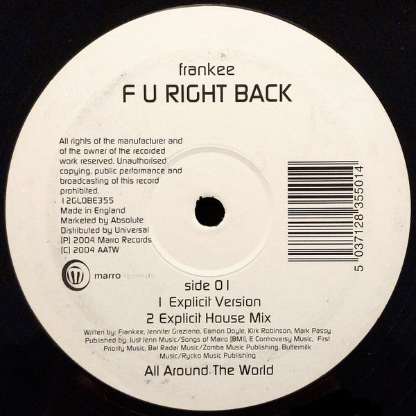 Frankee - F U Right Back (12")