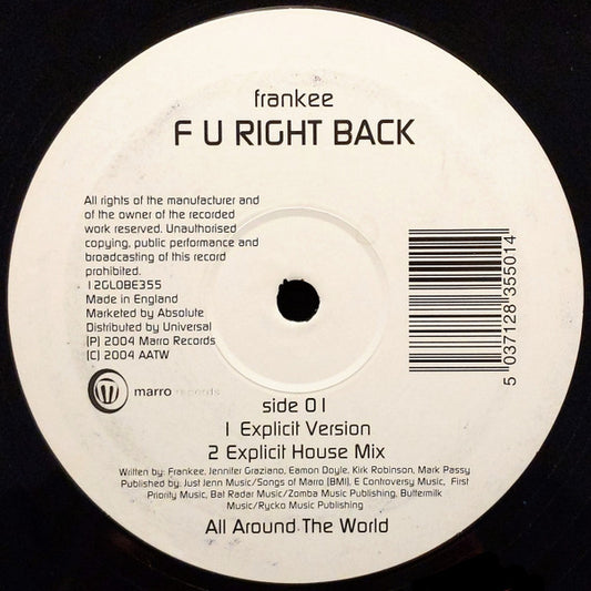 Frankee - F U Right Back (12")