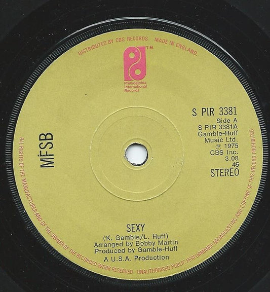 MFSB - Sexy (7", Single, Sol)