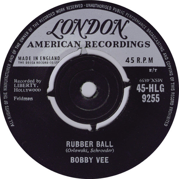 Bobby Vee - Rubber Ball (7", Lab)