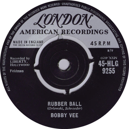 Bobby Vee - Rubber Ball (7", Lab)