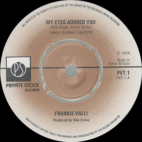 Frankie Valli - My Eyes Adored You (7", Single)