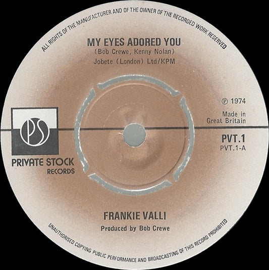 Frankie Valli - My Eyes Adored You (7", Single)