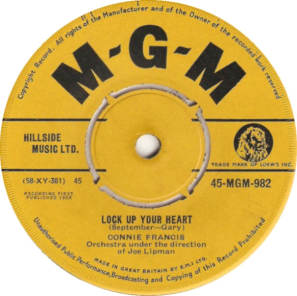 Connie Francis - Lock Up Your Heart (7", Single)