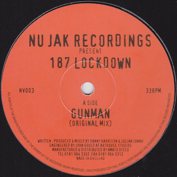 187 Lockdown - Gunman / Playin' Around (12")