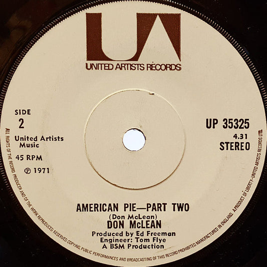 Don McLean - American Pie (7", Single, Sol)